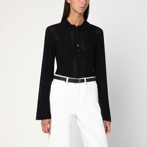 Loulou Studio Black Polo Shirt In Wool And Cashmere Blend Women